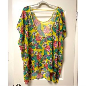Jessica Simpson oversize Hawaiian print swim cover up